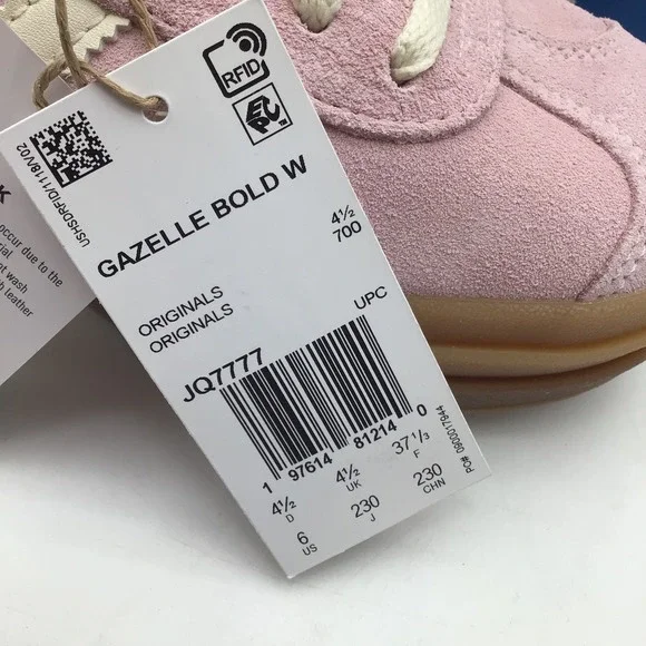 Adidas Gazelle Bold W Clear Pink White JQ7777 Womens Platform Shoes Size 6 NEW - Picture 6 of 7